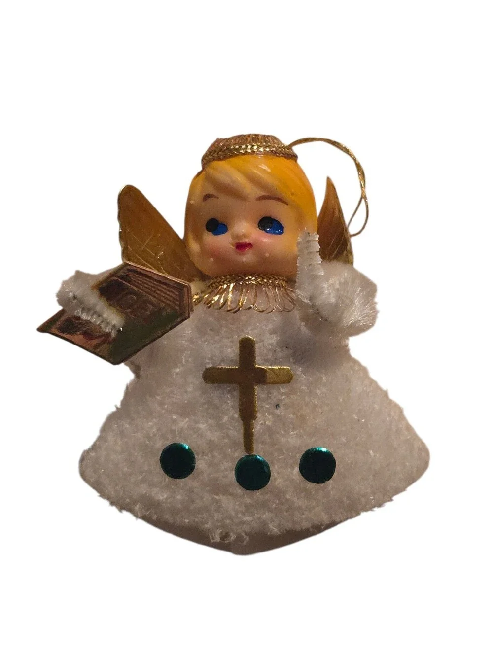 three mid-century retro kitsch vintage Christmas angel ornaments